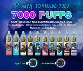 Sapore liscio Fumot RandM Mesh Coil Tornado Vape 7000 Puffs Regolazione dell'aria